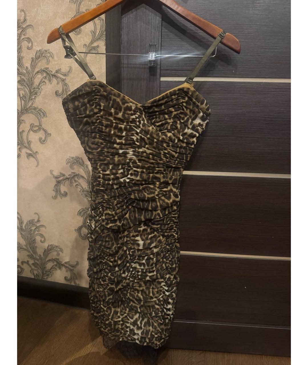 BCBG MAXAZRIA Коричневое хлопковое коктейльное платье, фото 5