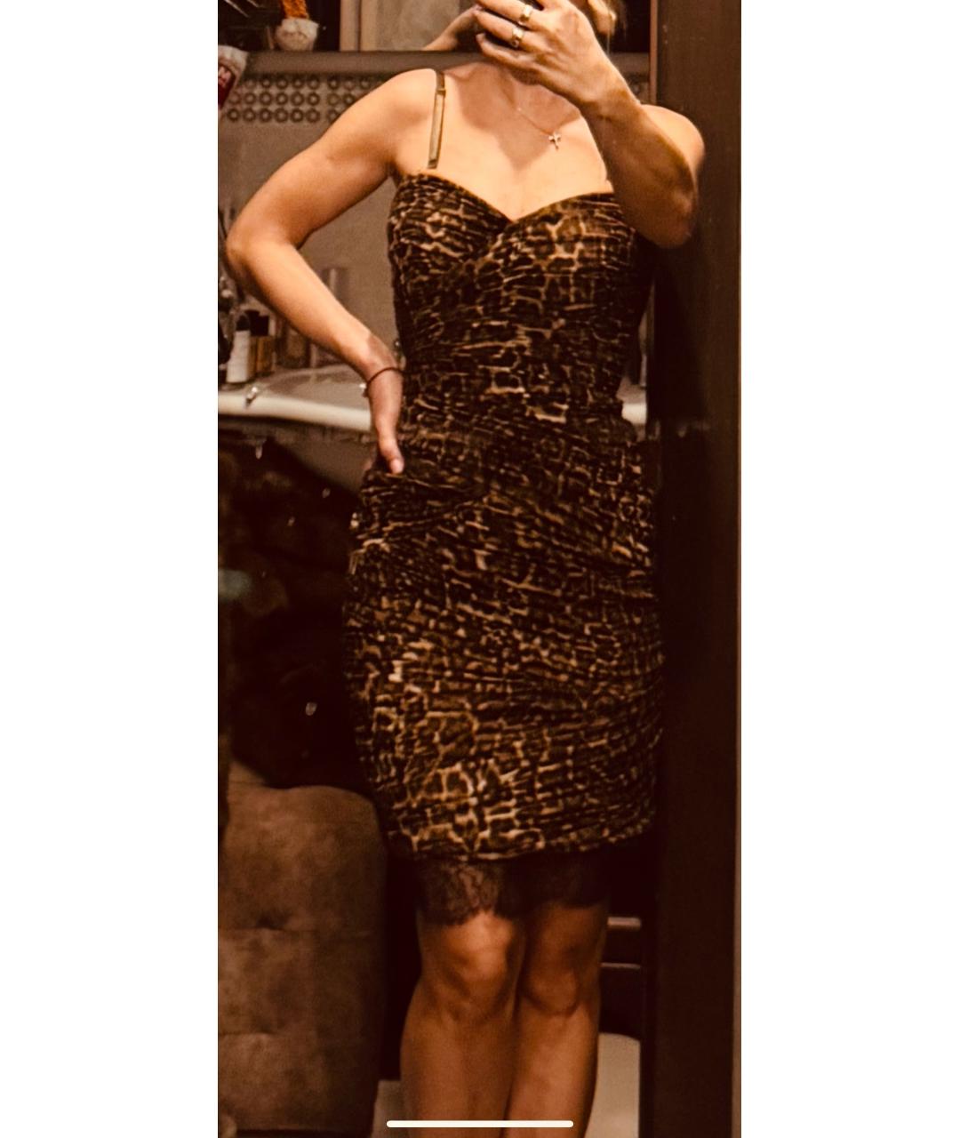 BCBG MAXAZRIA Коричневое хлопковое коктейльное платье, фото 6