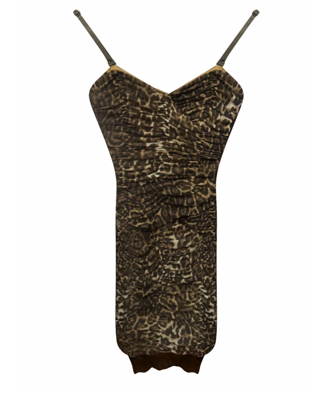 BCBG MAXAZRIA Коричневое хлопковое коктейльное платье, фото 1