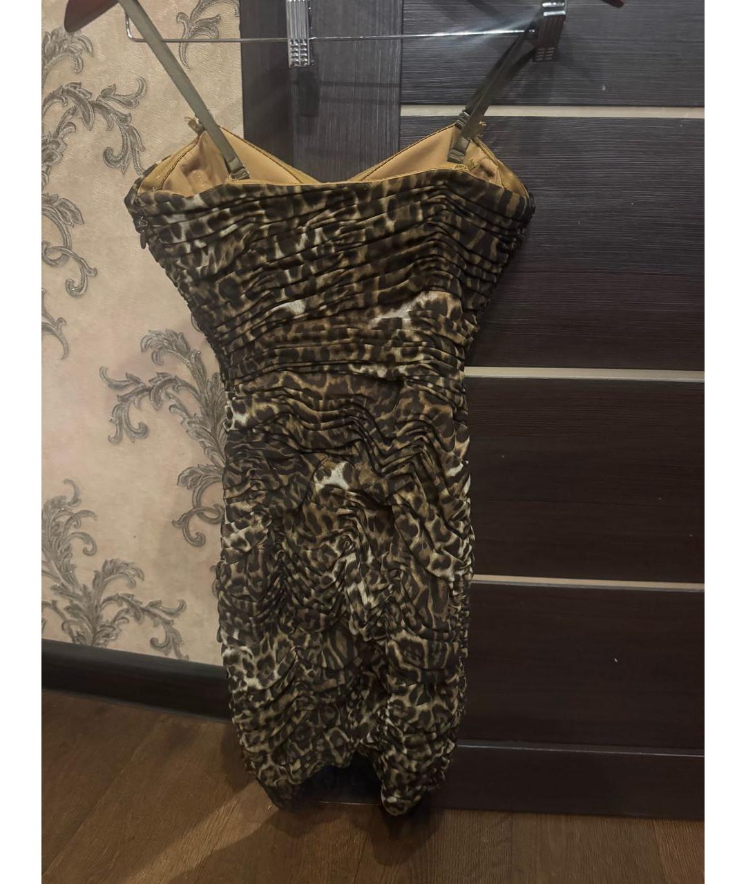 BCBG MAXAZRIA Коричневое хлопковое коктейльное платье, фото 2