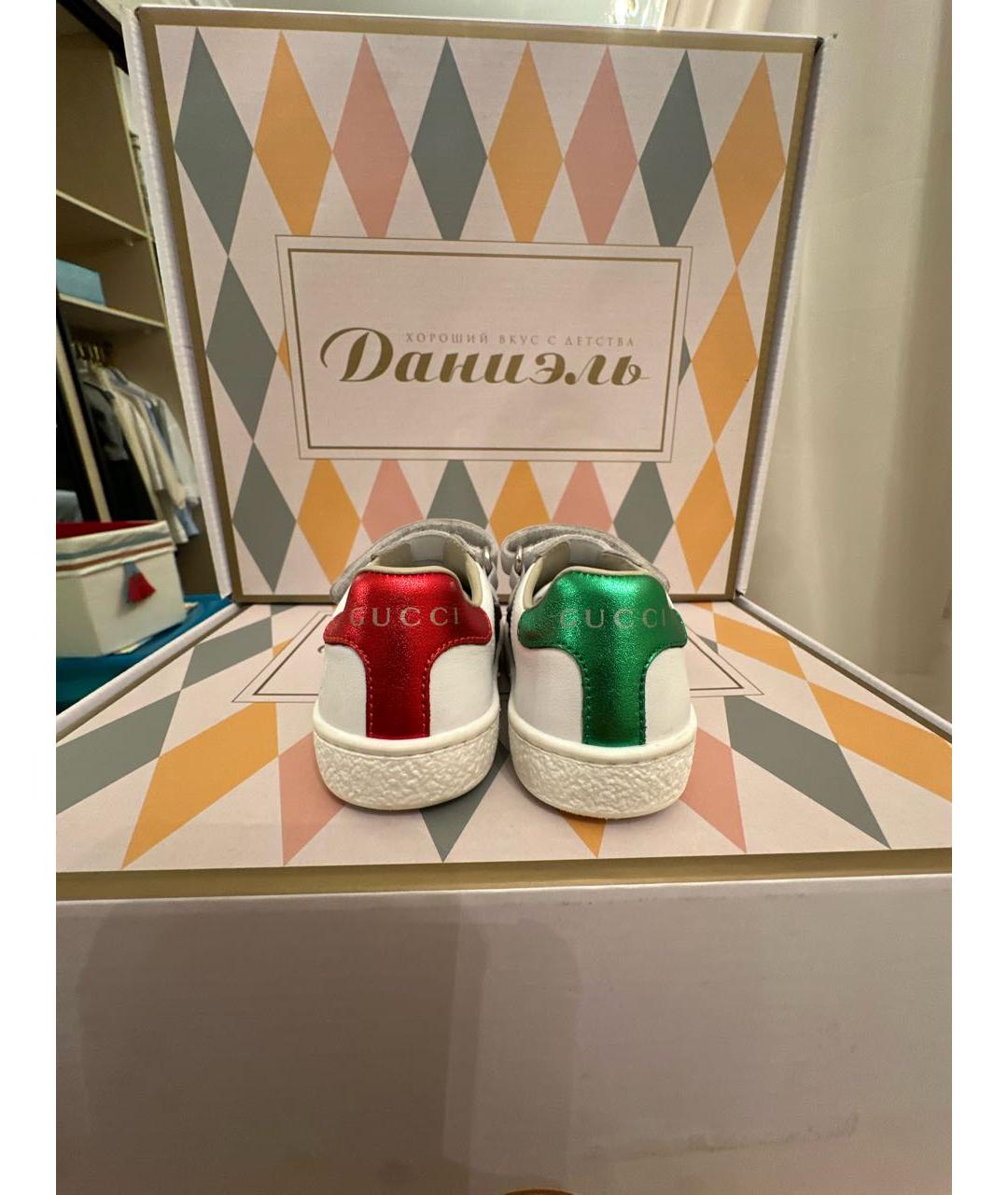 GUCCI KIDS Белые кожаные кеды, фото 4