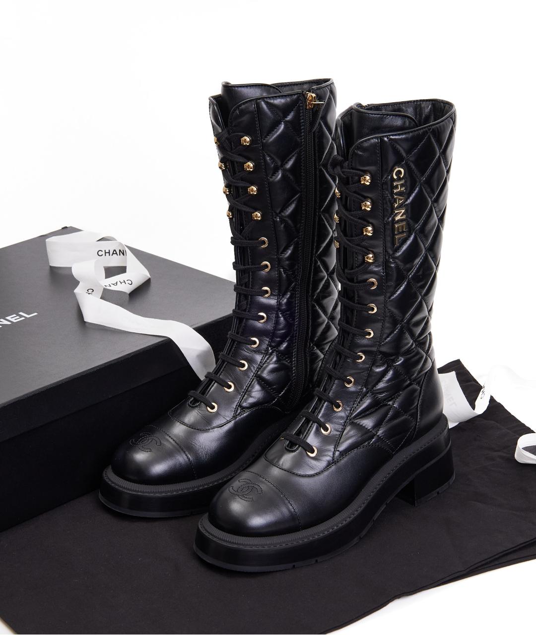 CHANEL Черные кожаные полусапоги, фото 7