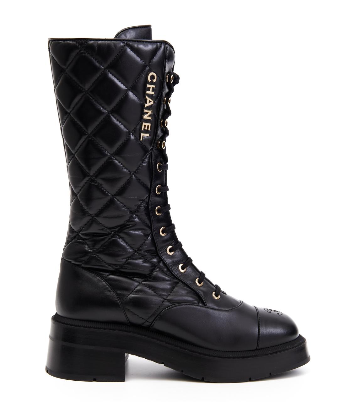 CHANEL Черные кожаные полусапоги, фото 1