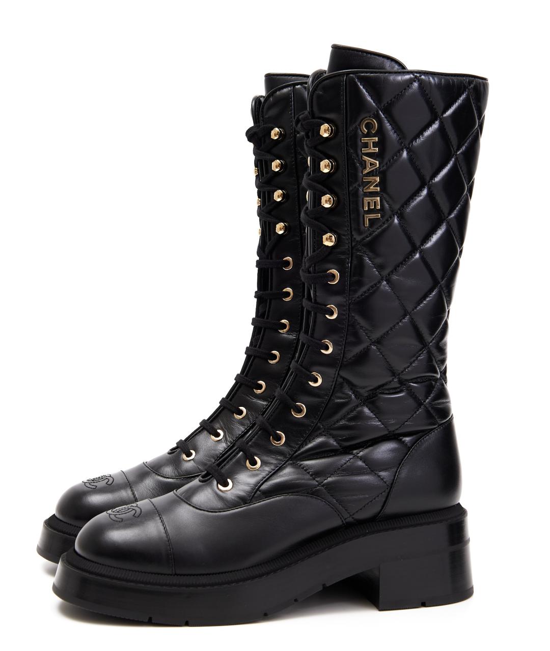 CHANEL Черные кожаные полусапоги, фото 2