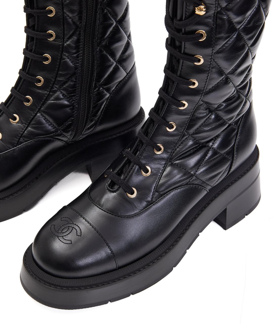 CHANEL Черные кожаные полусапоги, фото 4