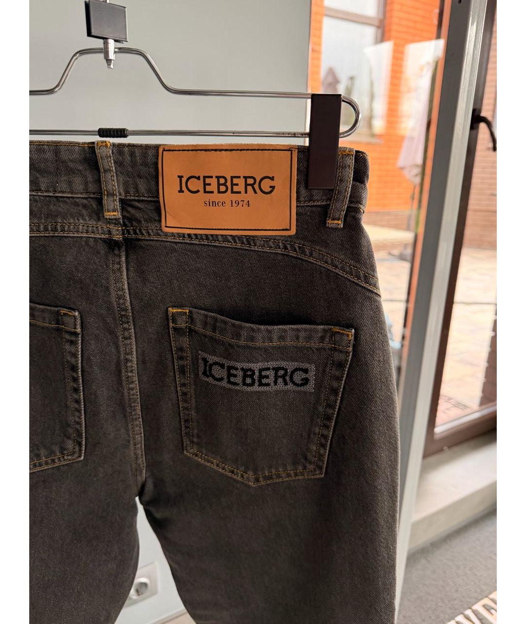 ICEBERG Антрацитовые хлопковые прямые джинсы, фото 4