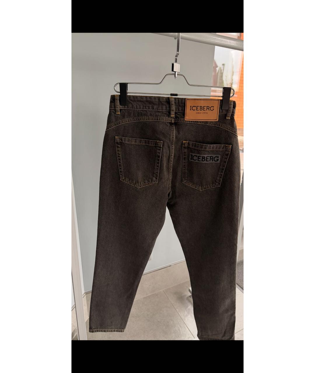 ICEBERG Антрацитовые хлопковые прямые джинсы, фото 2