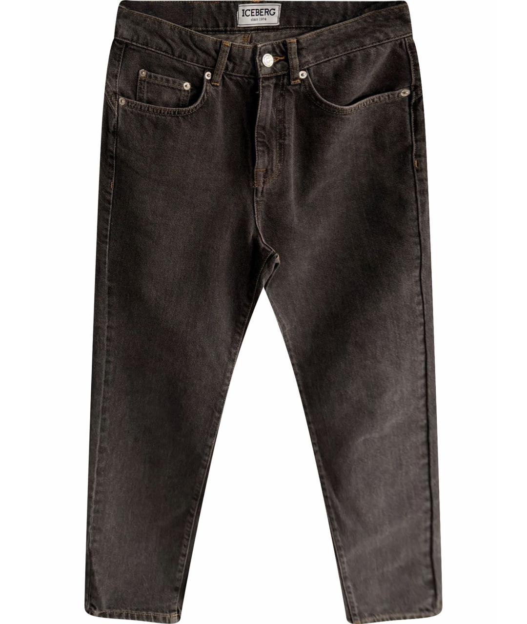 ICEBERG Антрацитовые хлопковые прямые джинсы, фото 1