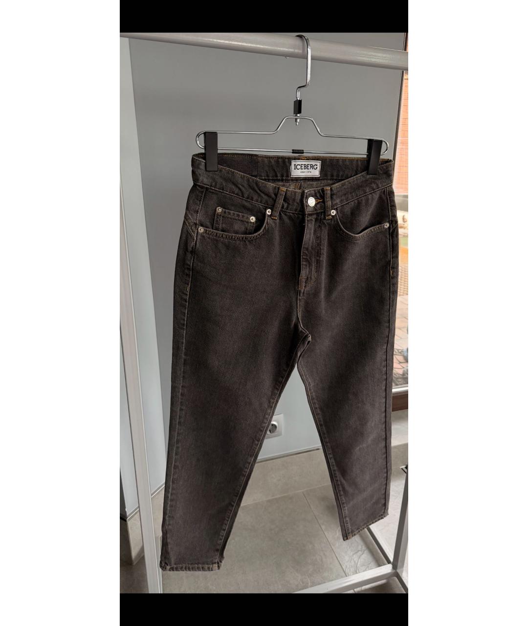 ICEBERG Антрацитовые хлопковые прямые джинсы, фото 6