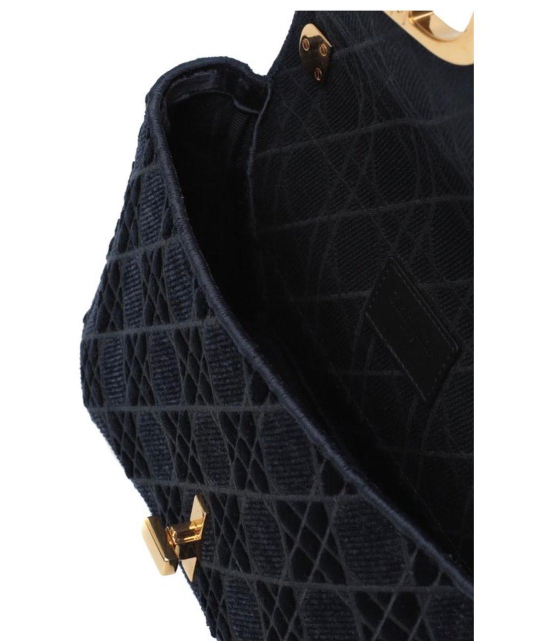 CHRISTIAN DIOR Темно-синяя бархатная сумка через плечо, фото 4