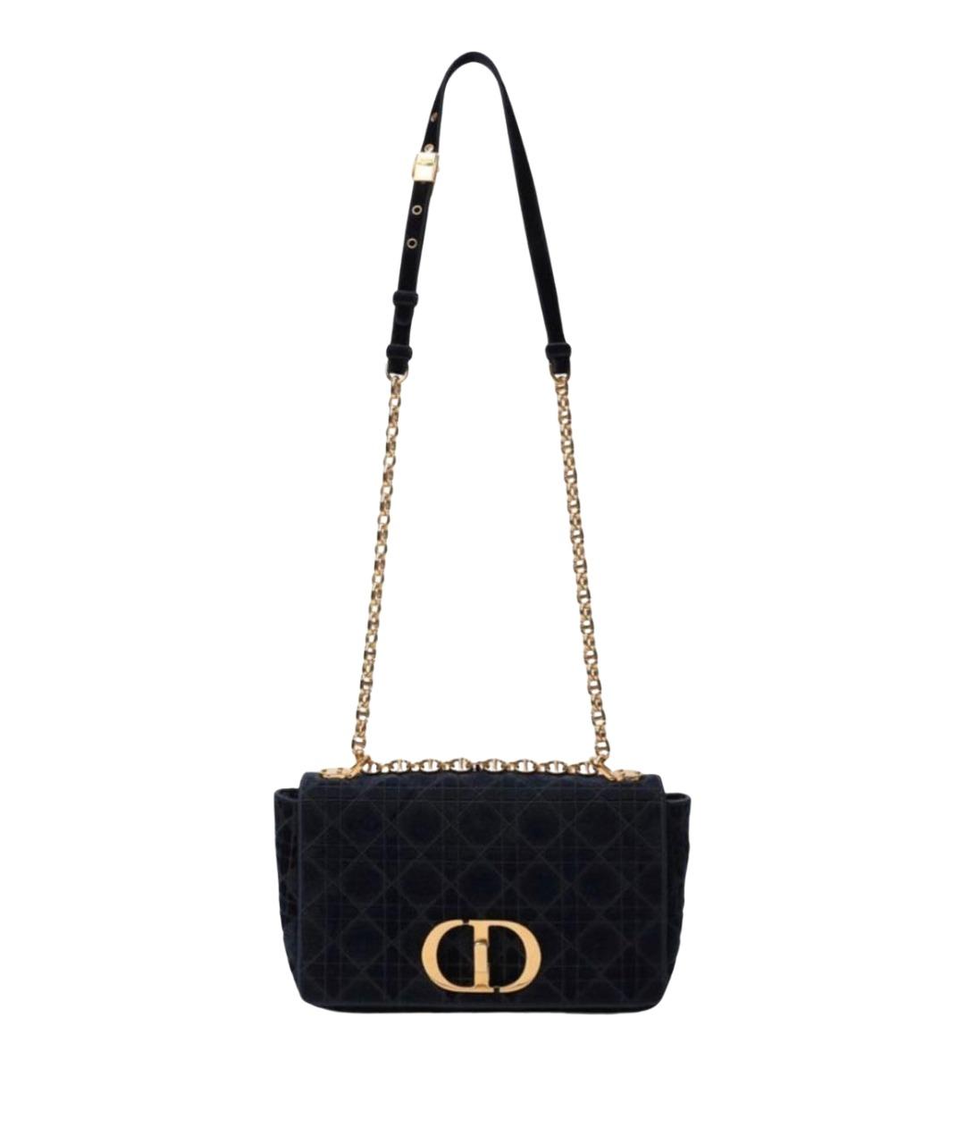 CHRISTIAN DIOR Темно-синяя бархатная сумка через плечо, фото 1