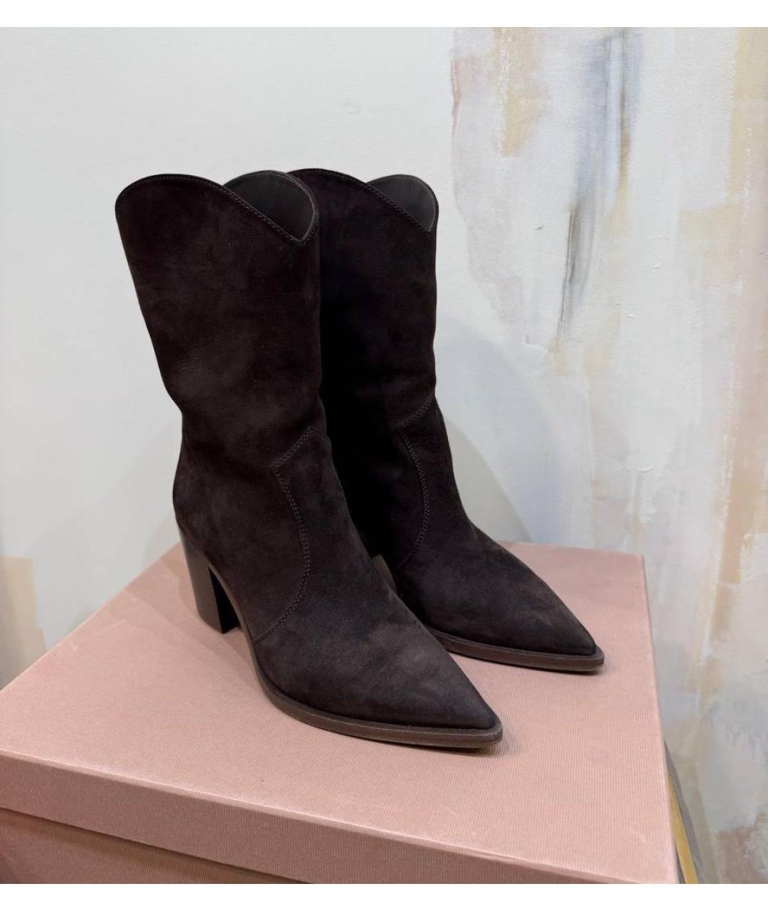 GIANVITO ROSSI Коричневые замшевые полусапоги, фото 2