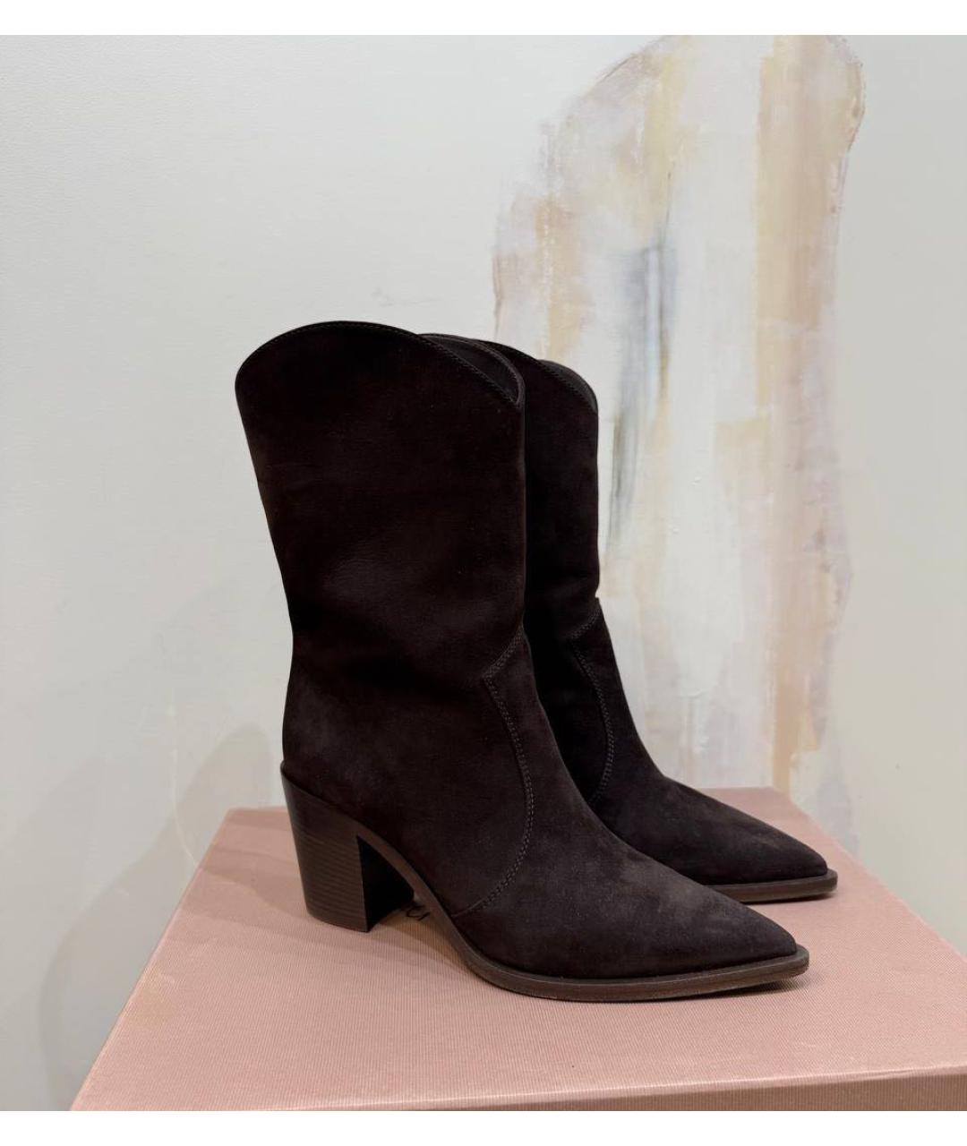 GIANVITO ROSSI Коричневые замшевые полусапоги, фото 3