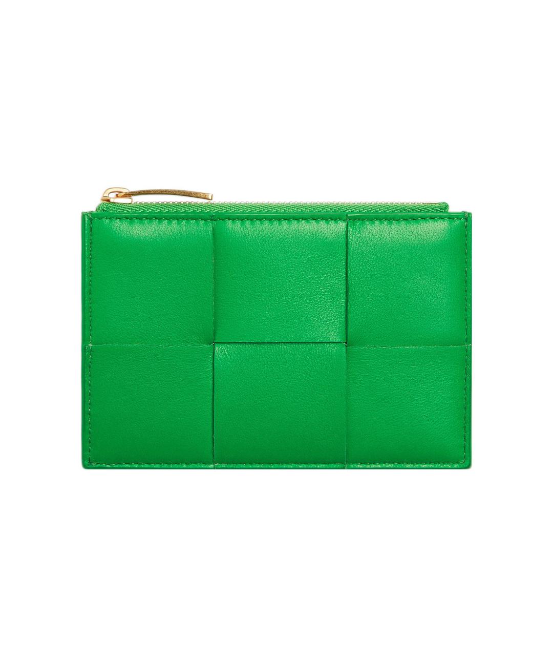 BOTTEGA VENETA Зеленый кожаный кардхолдер, фото 1