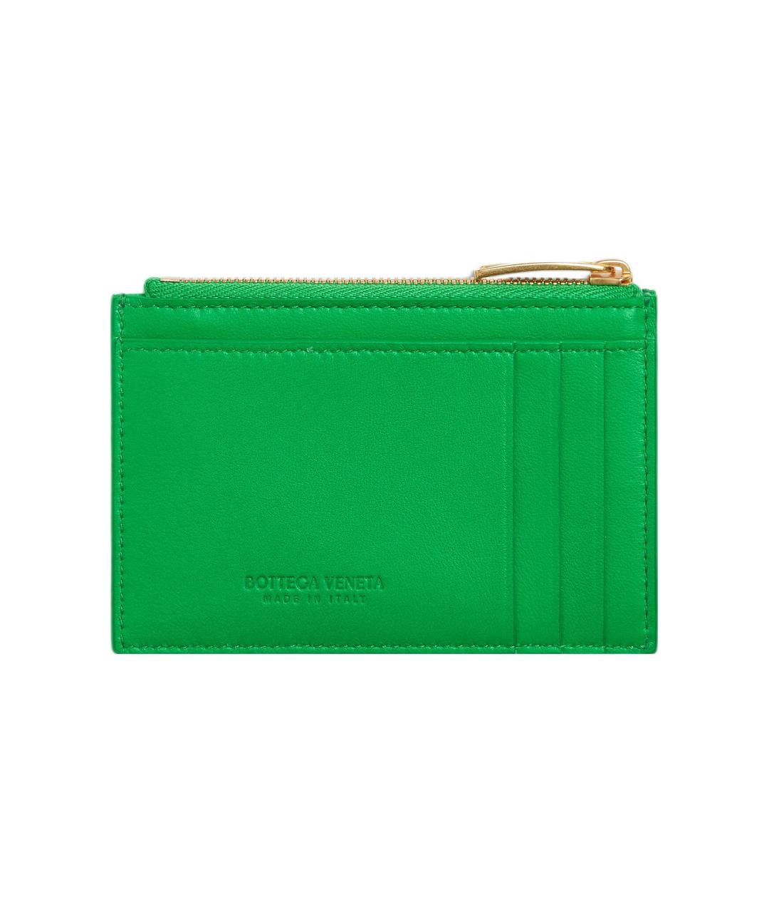BOTTEGA VENETA Зеленый кожаный кардхолдер, фото 2