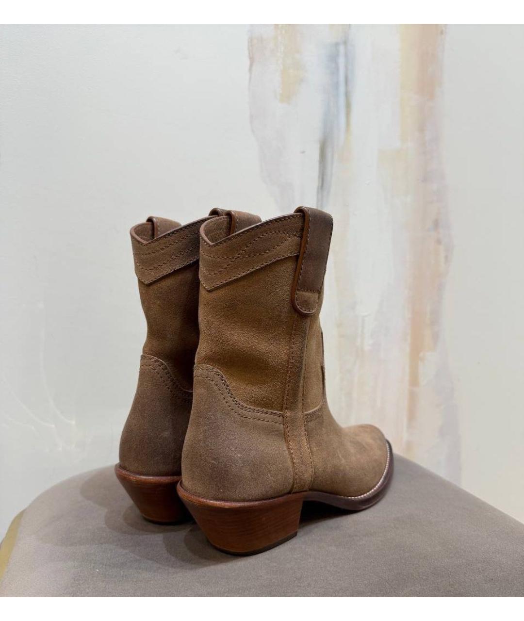 SAINT LAURENT Коричневые замшевые полусапоги, фото 3