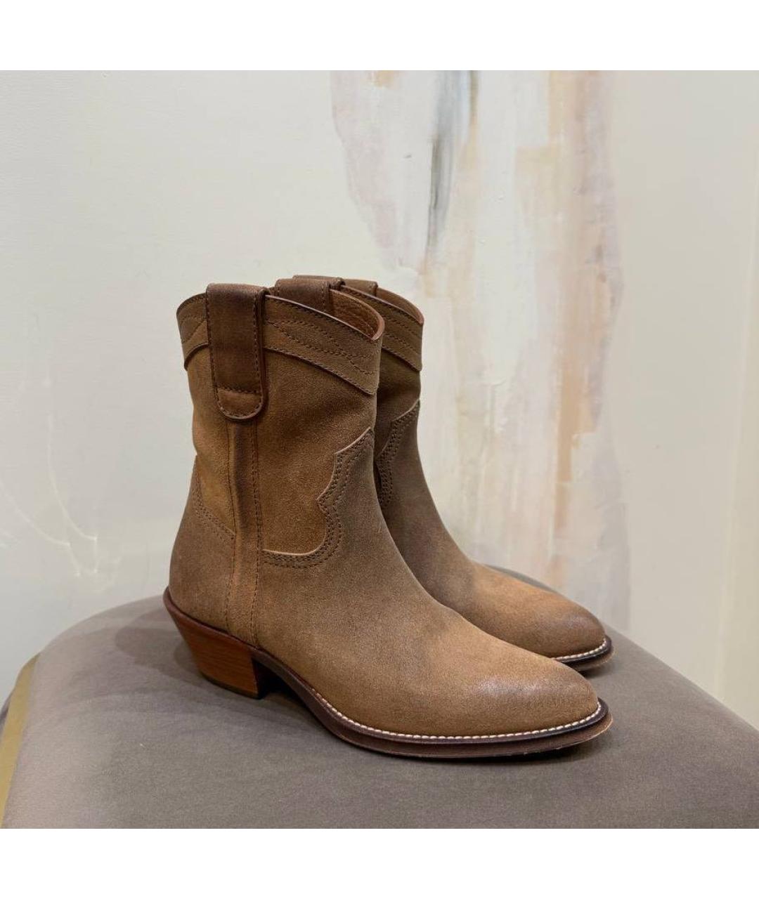 SAINT LAURENT Коричневые замшевые полусапоги, фото 2