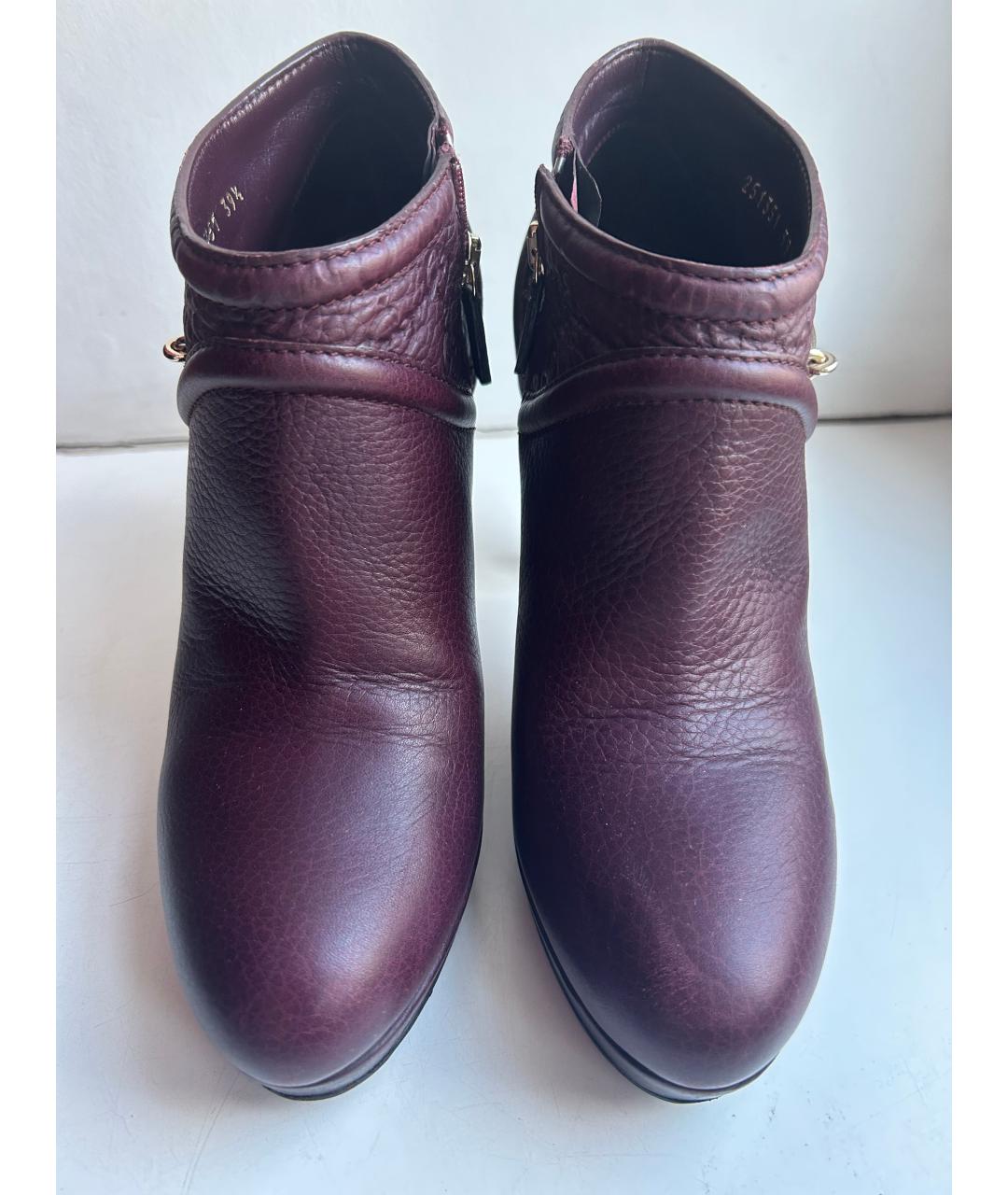 GUCCI Бордовые кожаные ботильоны, фото 2