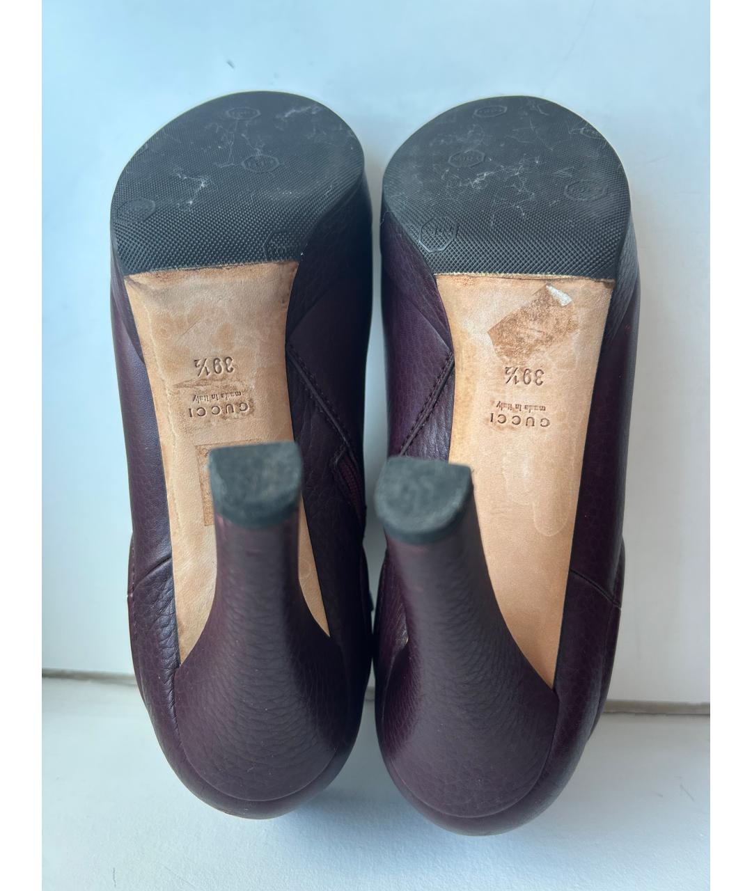 GUCCI Бордовые кожаные ботильоны, фото 6