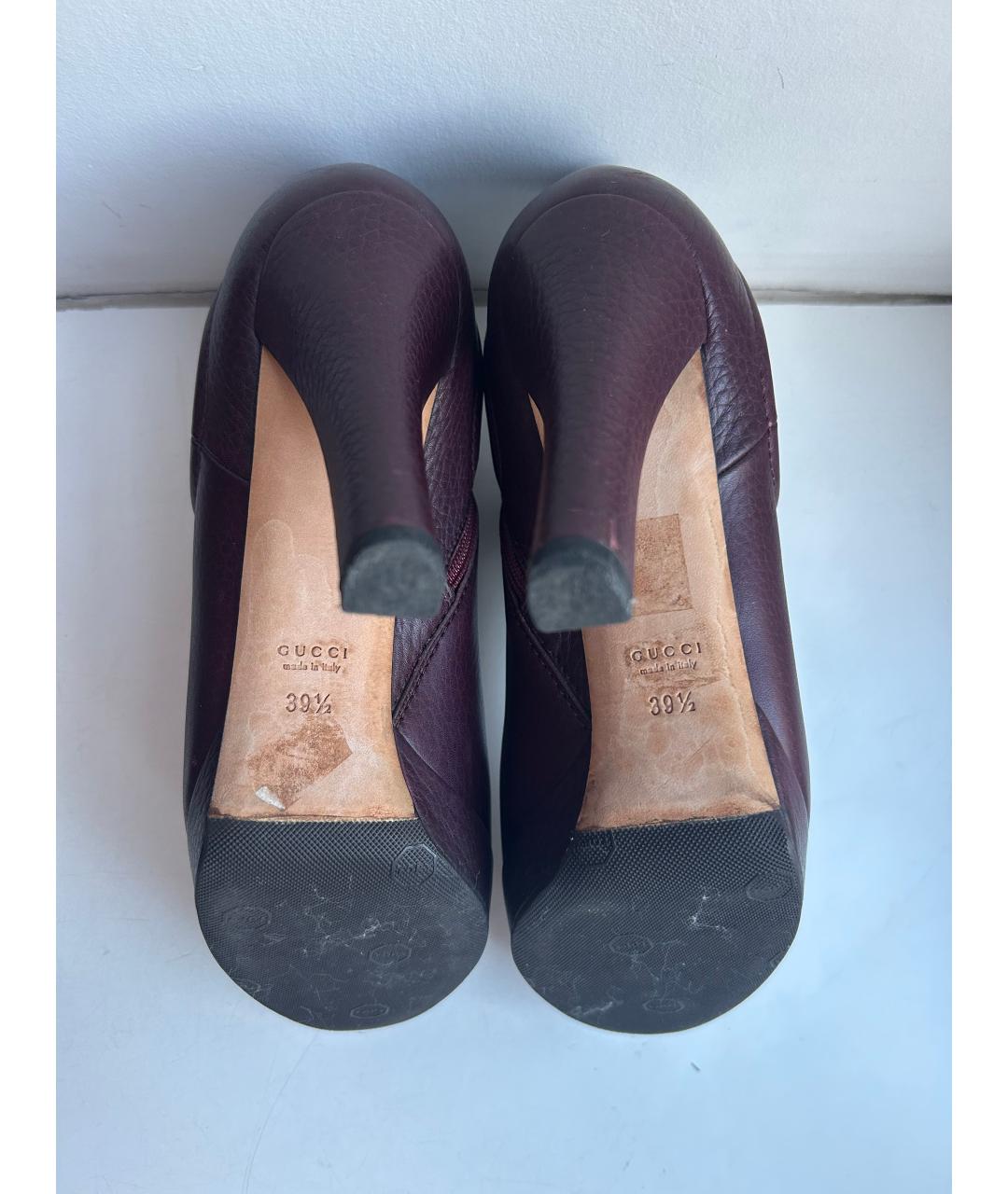 GUCCI Бордовые кожаные ботильоны, фото 5