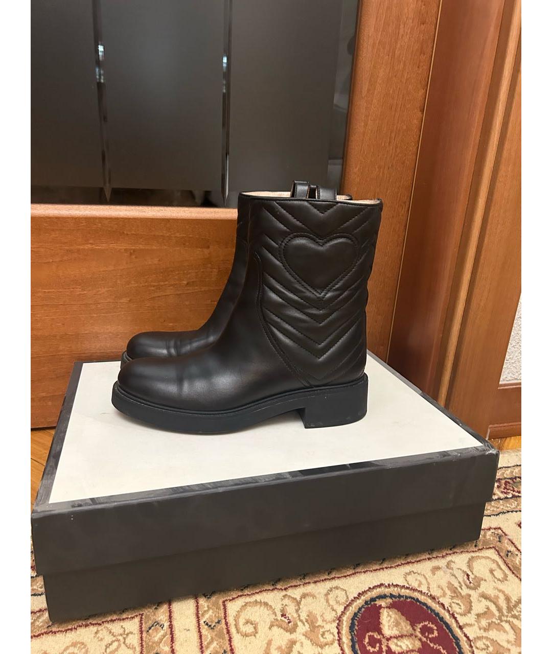 GUCCI Черные кожаные полусапоги, фото 5