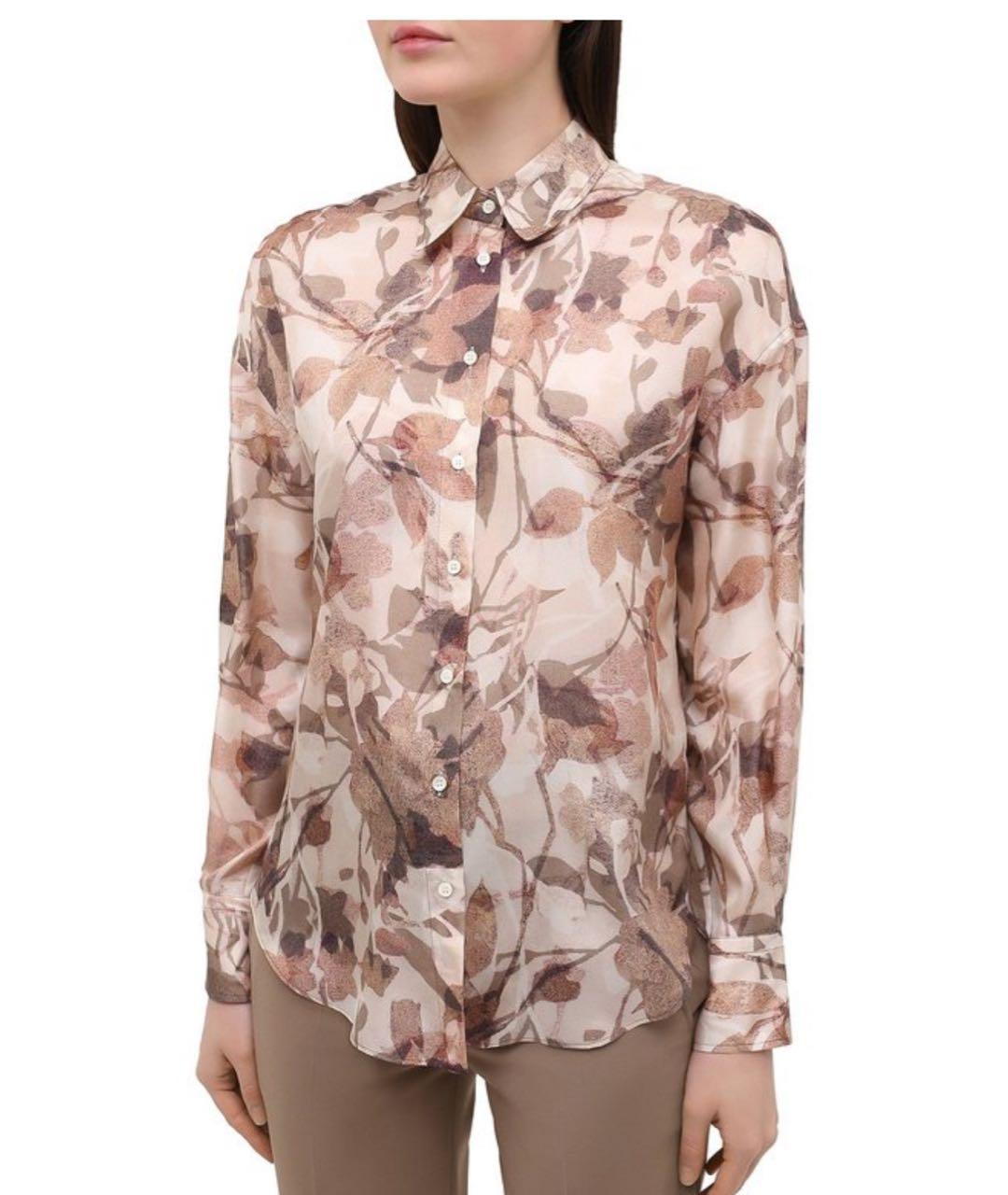BRUNELLO CUCINELLI Коралловая шелковая блузы, фото 2