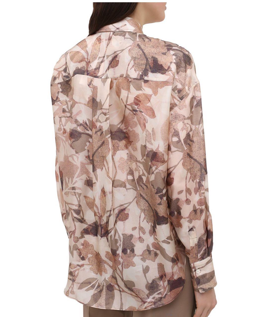 BRUNELLO CUCINELLI Коралловая шелковая блузы, фото 3