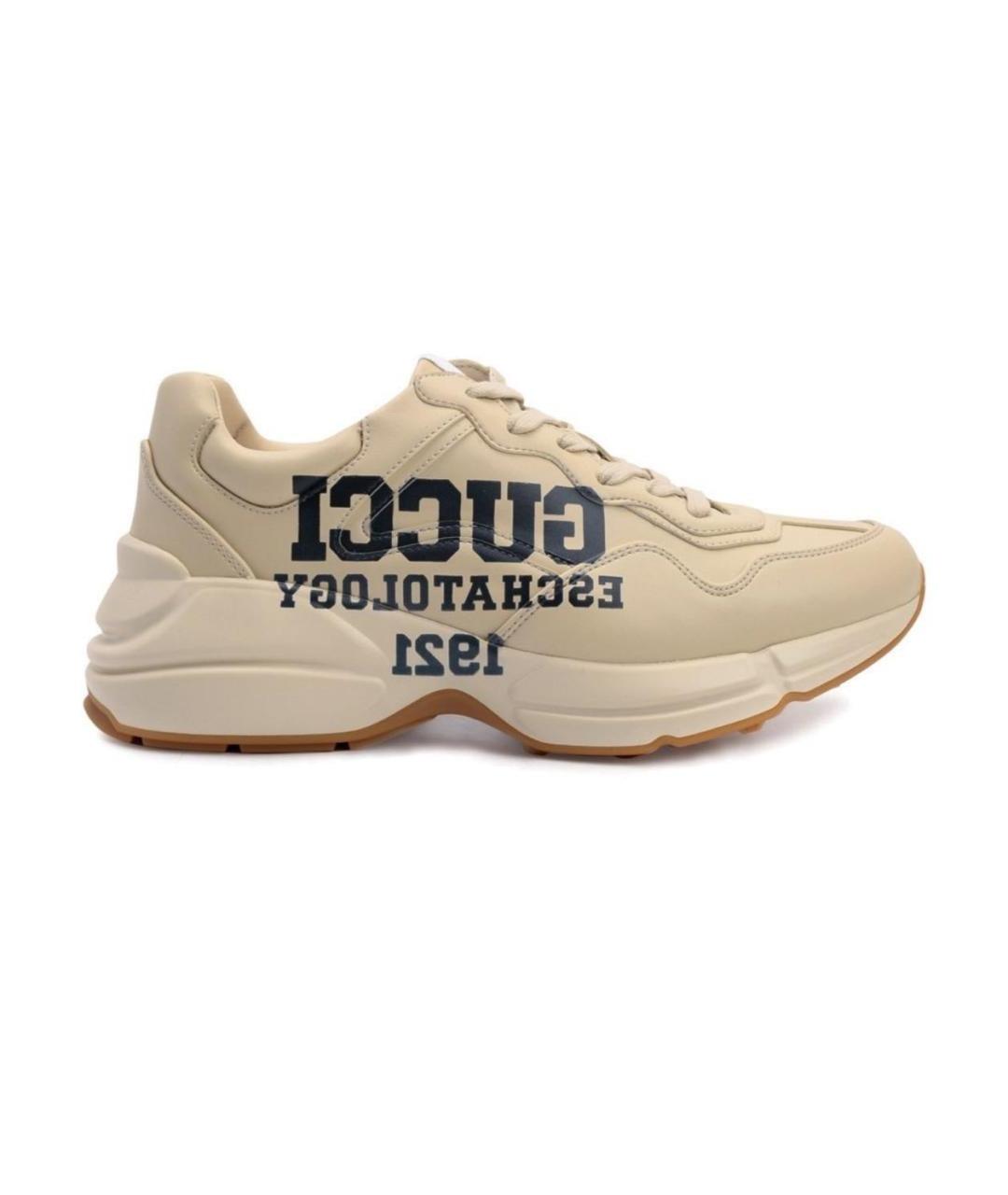 GUCCI Бежевые кожаные кроссовки, фото 1