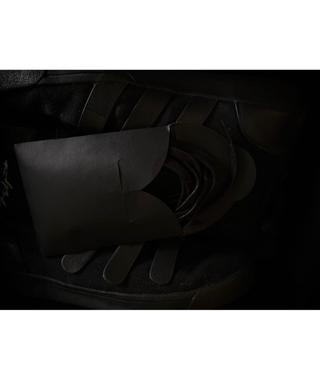 YOHJI YAMAMOTO Черные кожаные высокие кроссовки / кеды, фото 8