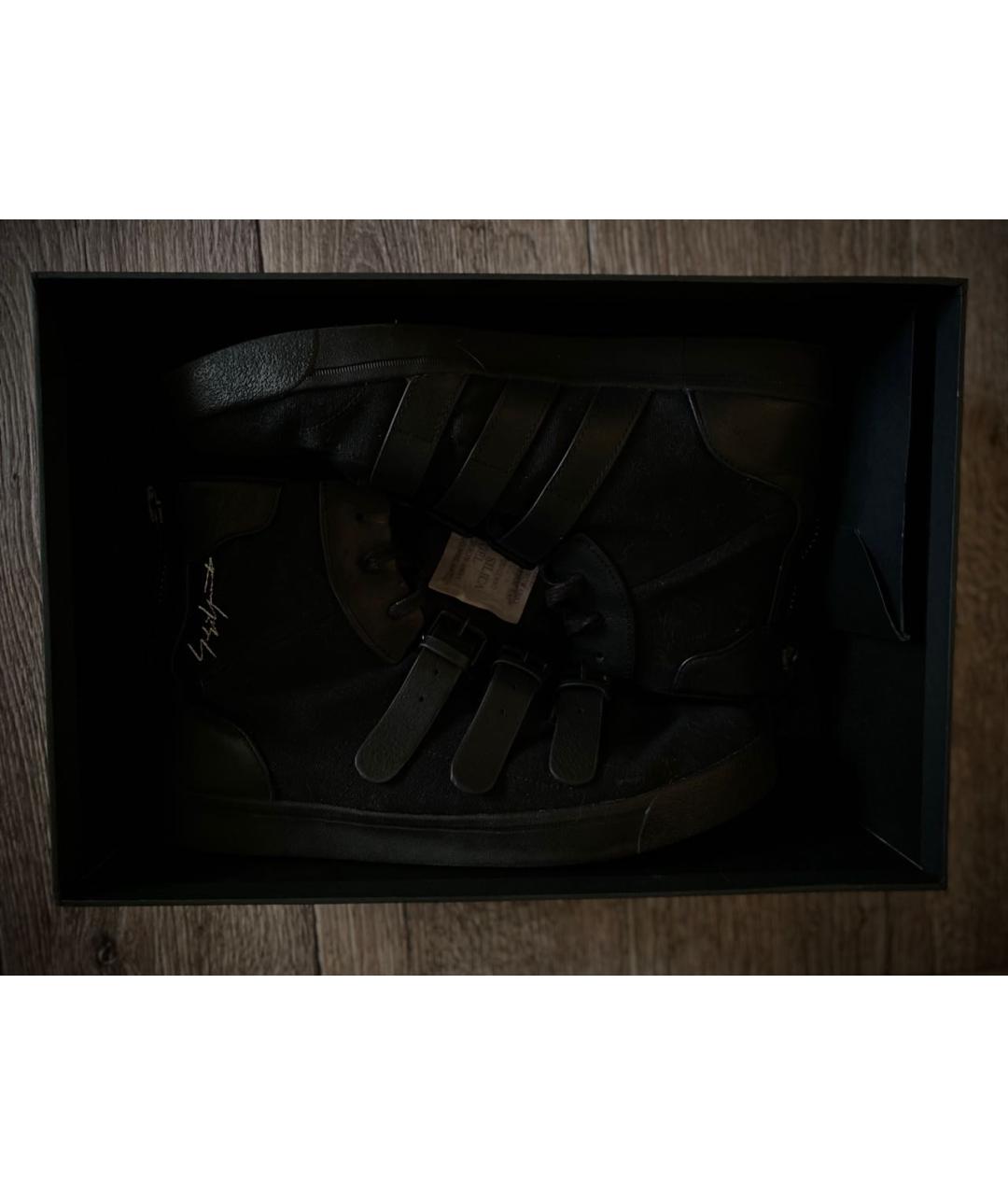 YOHJI YAMAMOTO Черные кожаные высокие кроссовки / кеды, фото 7