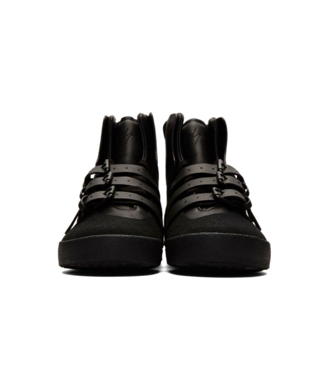 YOHJI YAMAMOTO Черные кожаные высокие кроссовки / кеды, фото 2