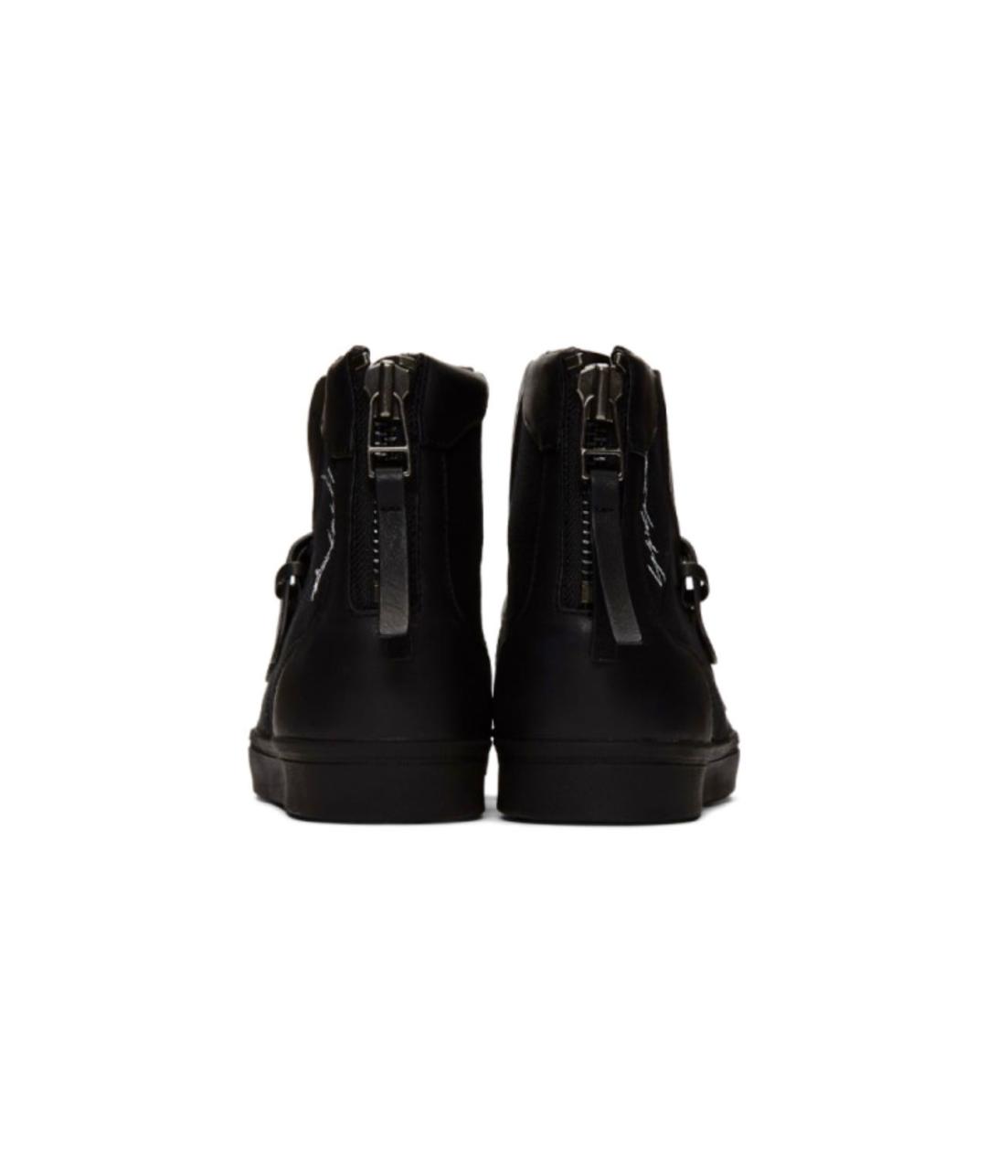 YOHJI YAMAMOTO Черные кожаные высокие кроссовки / кеды, фото 4