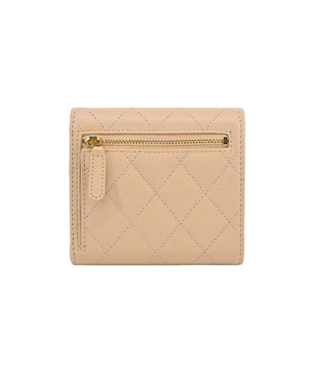 CHANEL Бежевый кожаный кошелек, фото 3