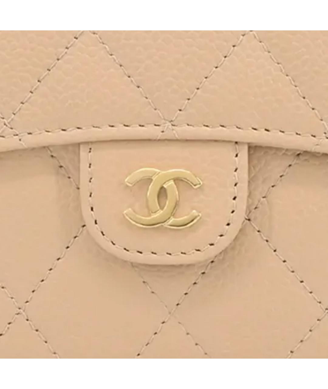 CHANEL Бежевый кожаный кошелек, фото 5