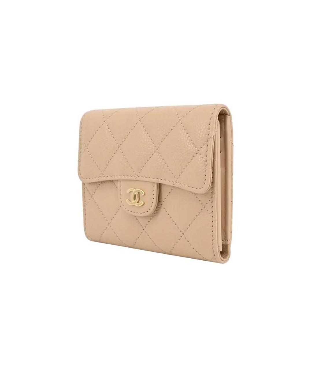CHANEL Бежевый кожаный кошелек, фото 2