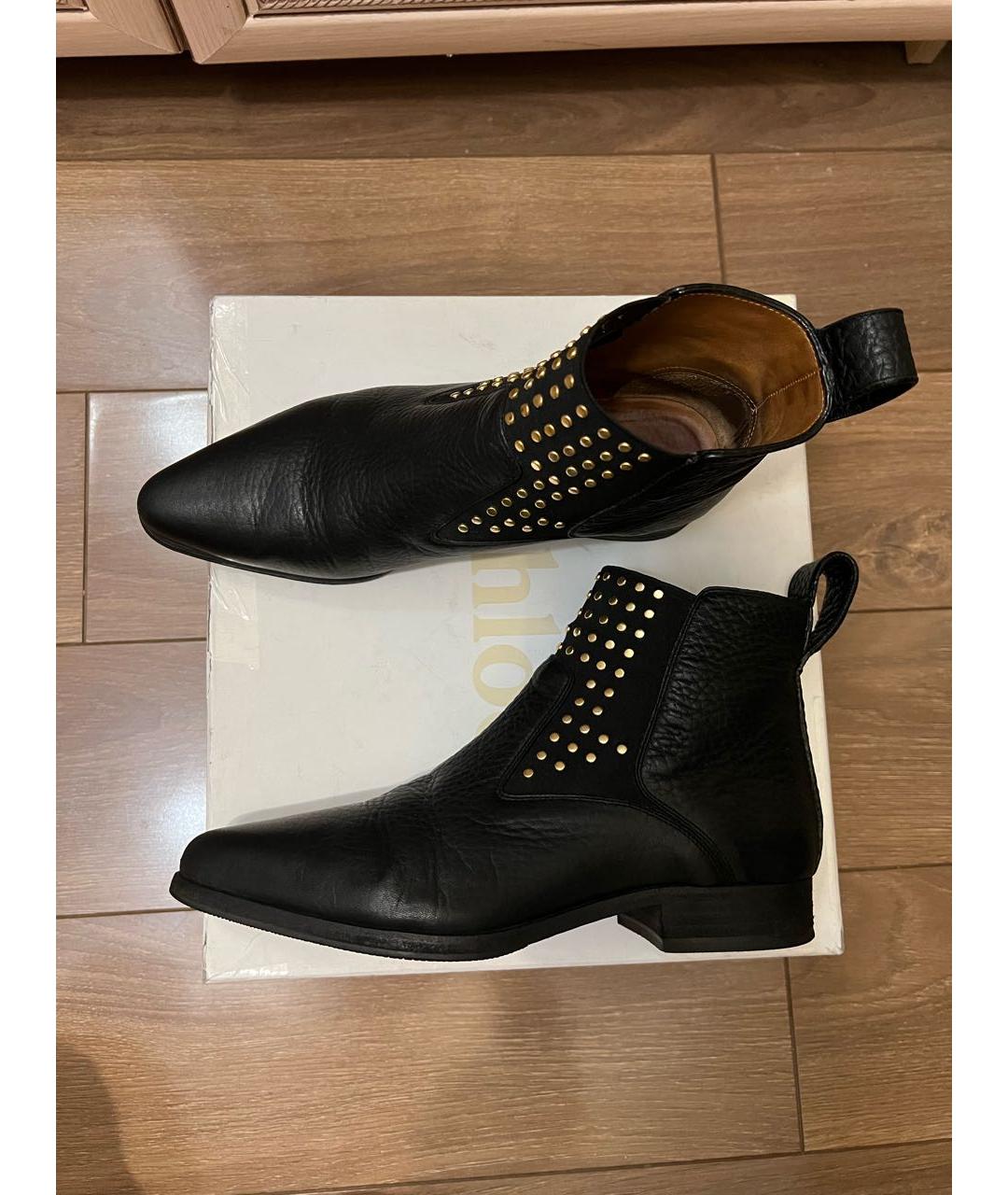CHLOE Черные кожаные полусапоги, фото 9
