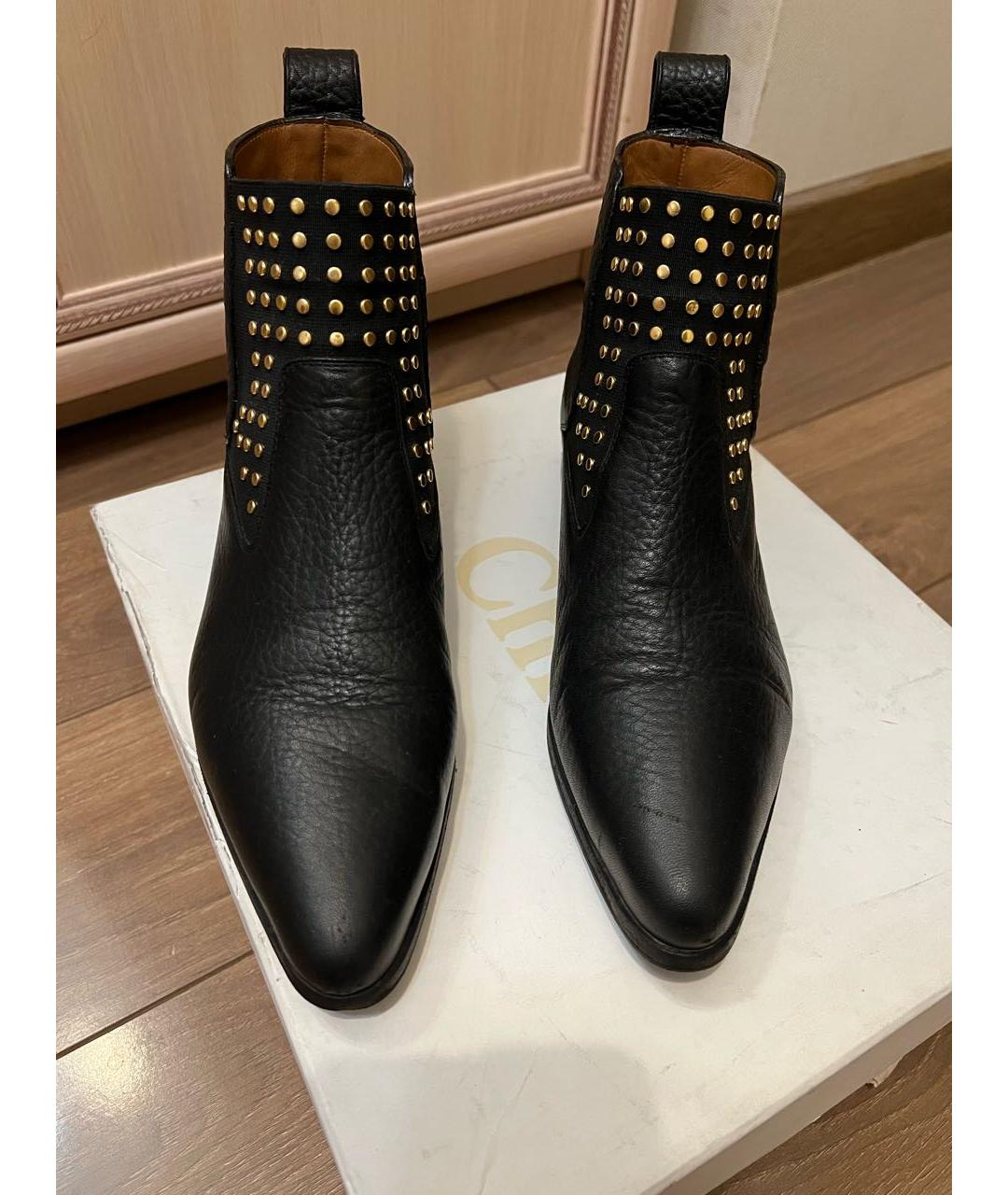 CHLOE Черные кожаные полусапоги, фото 2