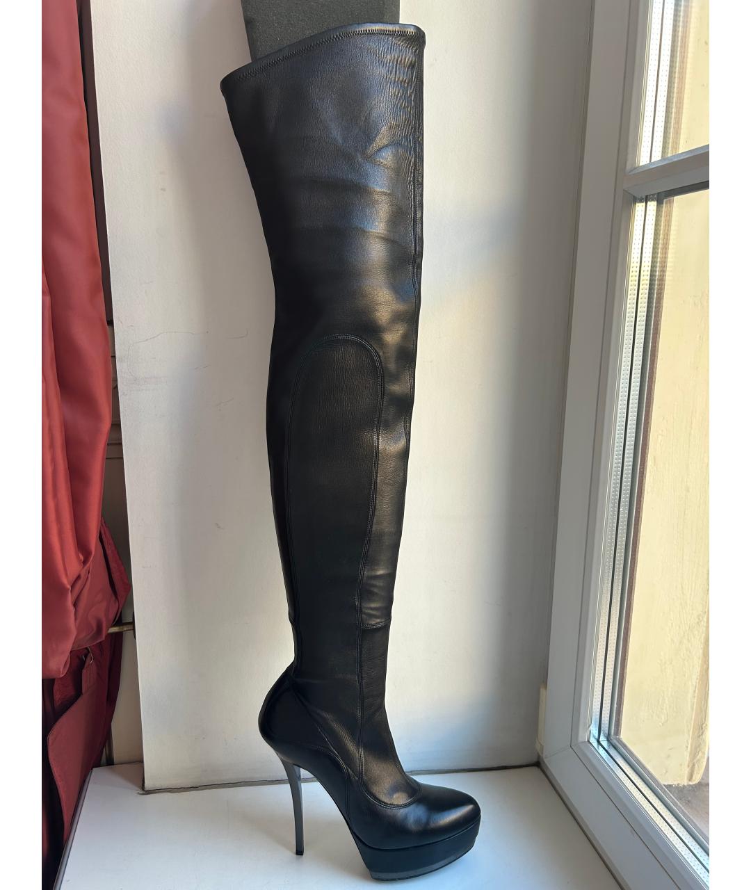 GUCCI Черные кожаные ботфорты, фото 10