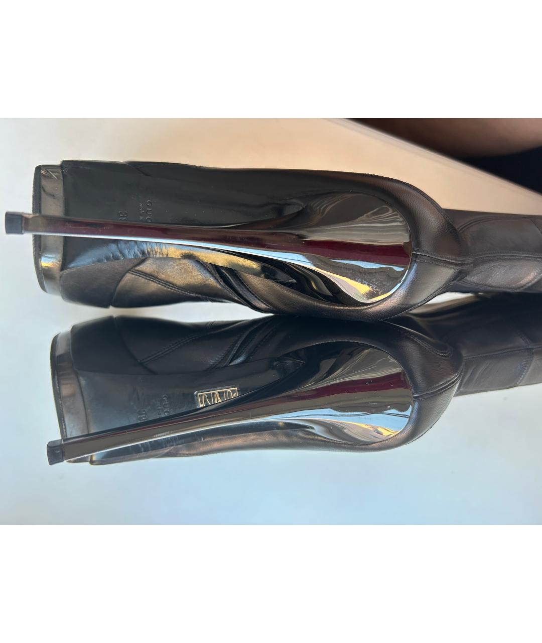 GUCCI Черные кожаные ботфорты, фото 5