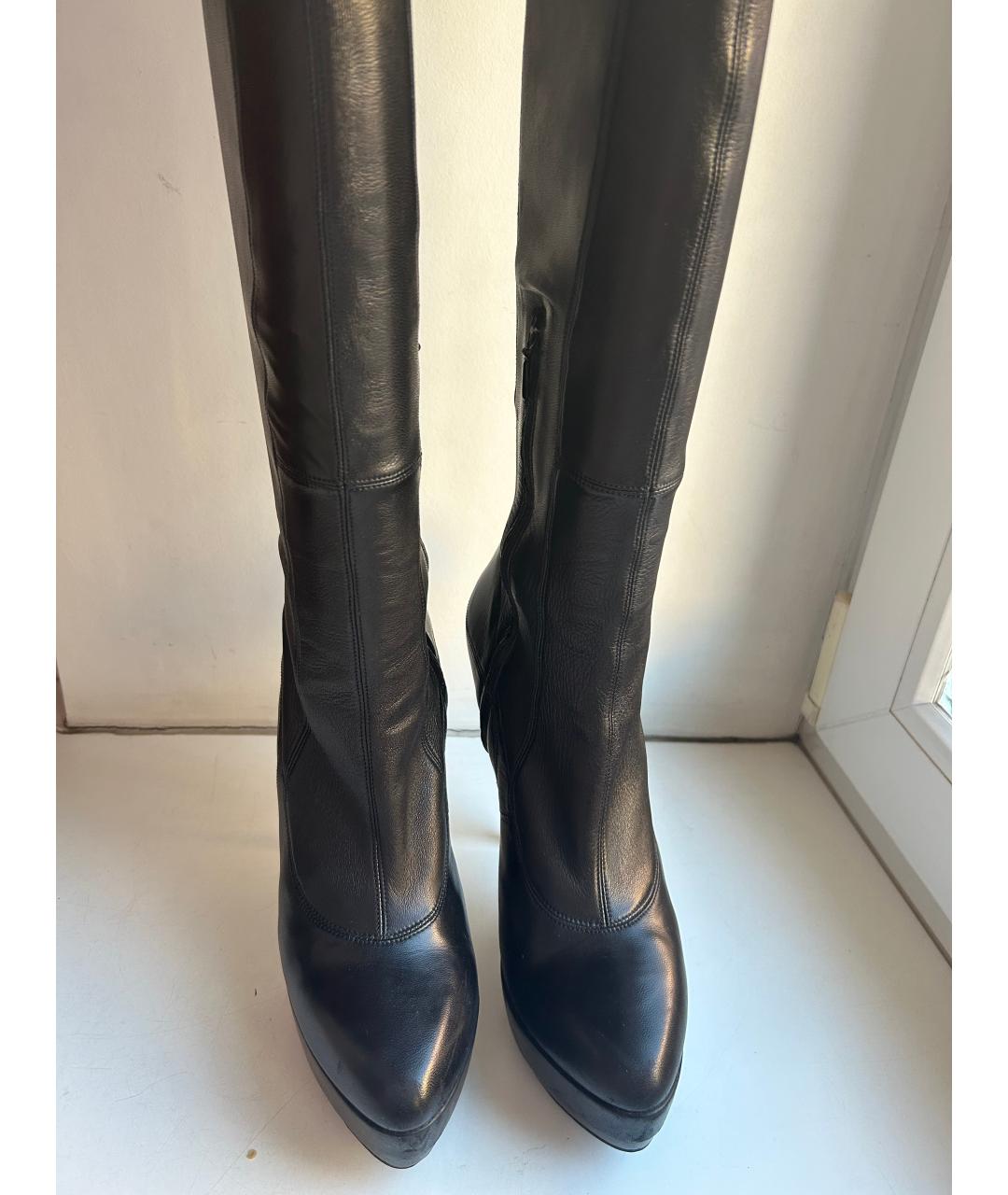 GUCCI Черные кожаные ботфорты, фото 3