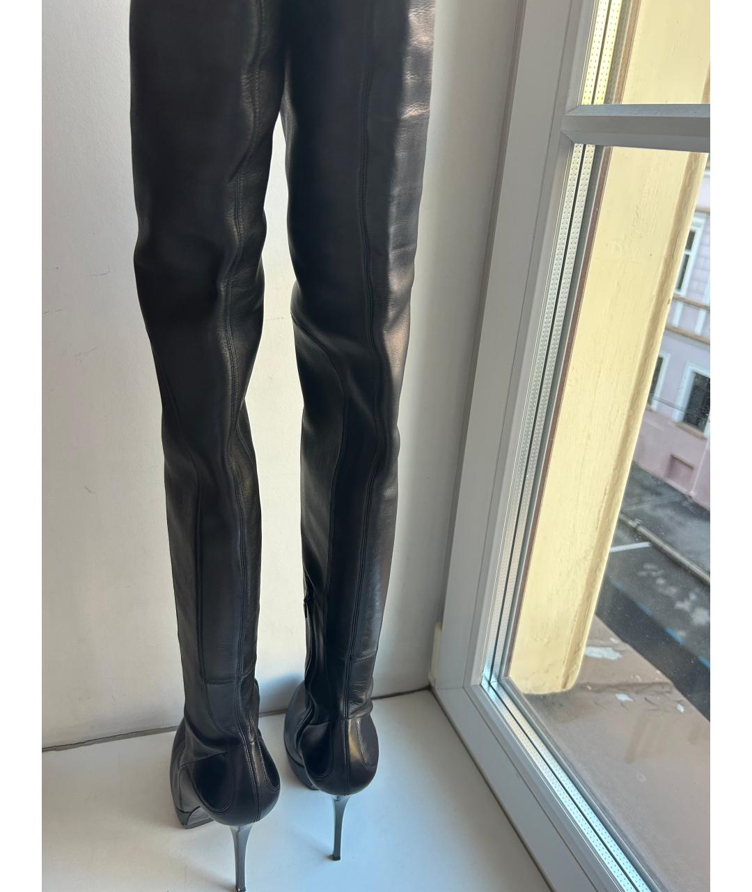 GUCCI Черные кожаные ботфорты, фото 4