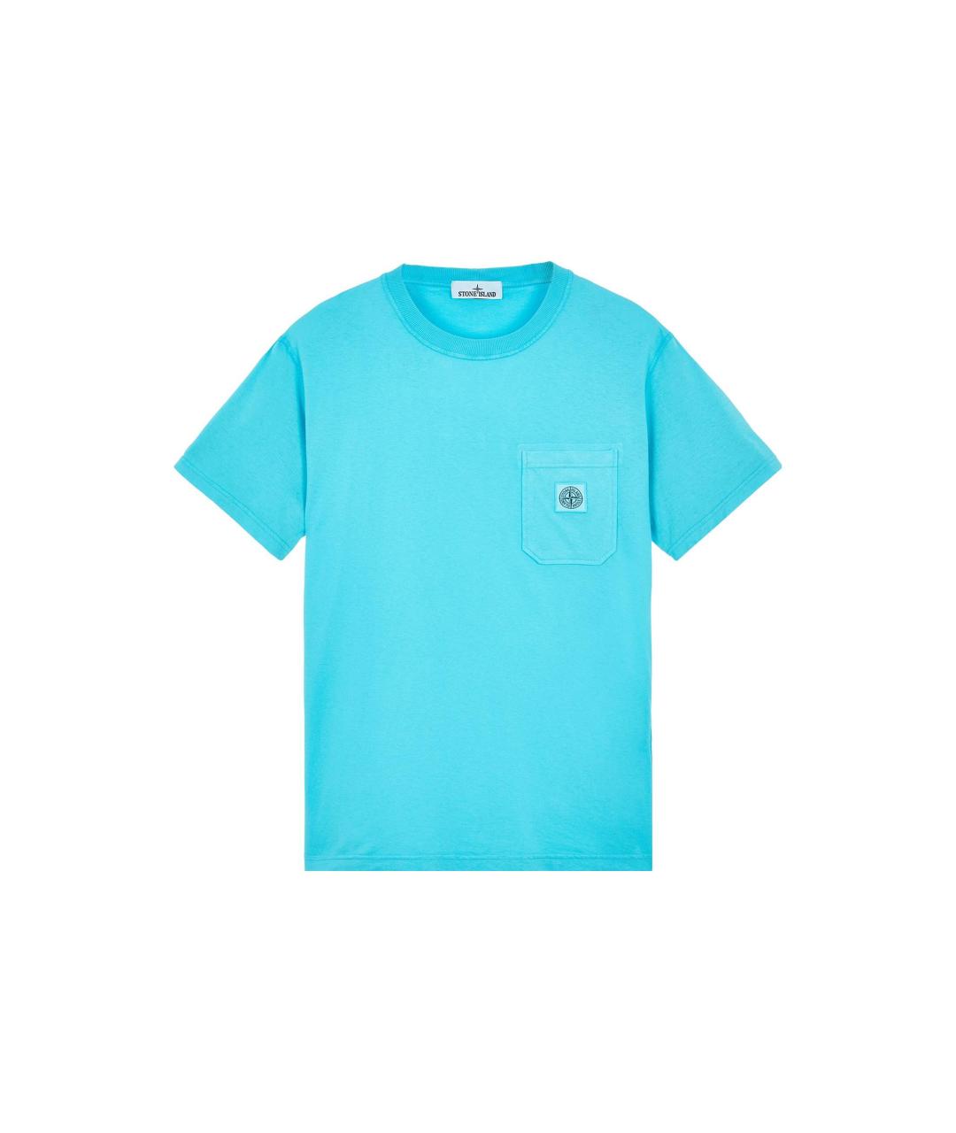STONE ISLAND Голубая хлопковая футболка, фото 1