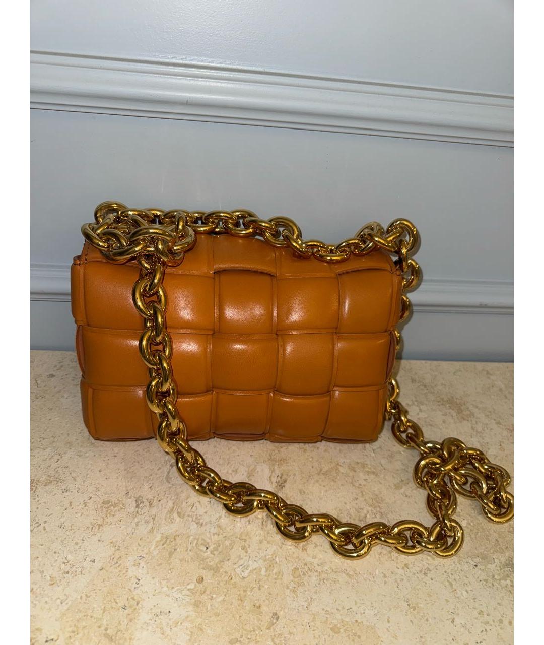 BOTTEGA VENETA Оранжевая кожаная сумка через плечо, фото 3