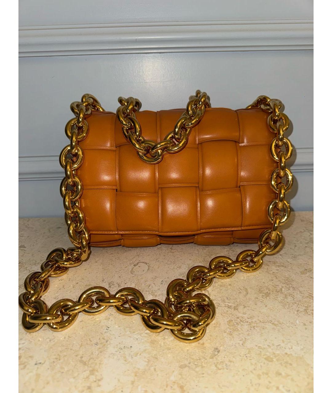 BOTTEGA VENETA Оранжевая кожаная сумка через плечо, фото 5