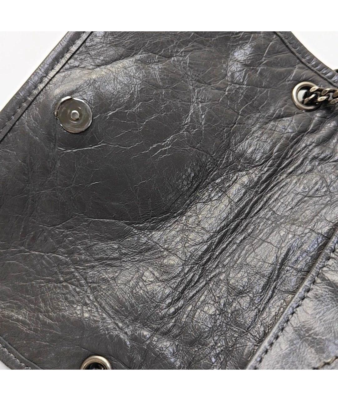 SAINT LAURENT Антрацитовая кожаная сумка через плечо, фото 7