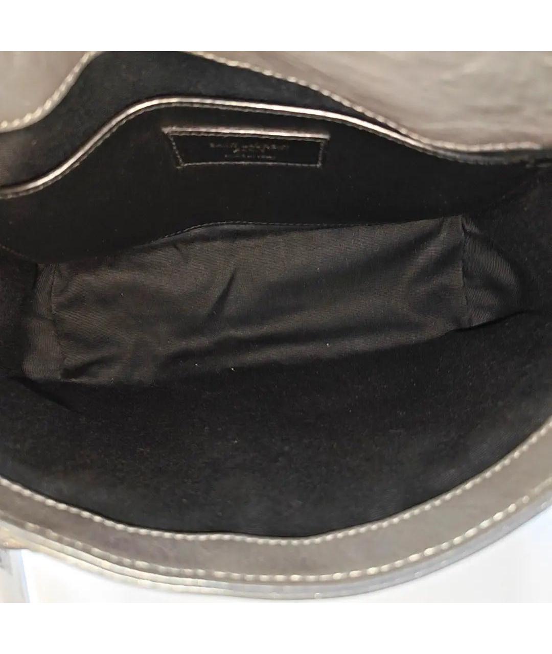 SAINT LAURENT Антрацитовая кожаная сумка через плечо, фото 6