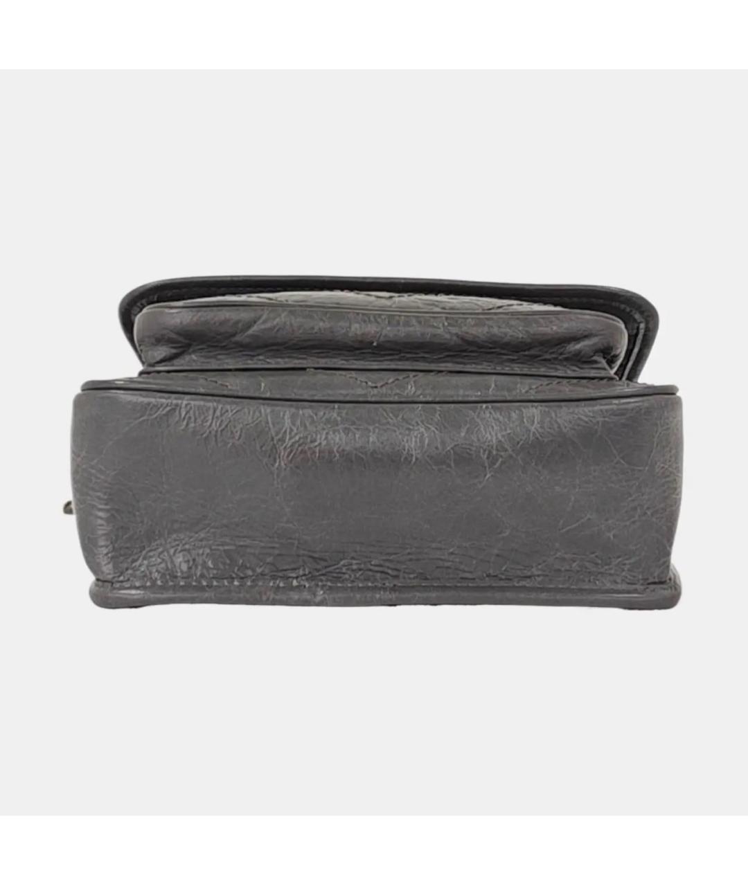 SAINT LAURENT Антрацитовая кожаная сумка через плечо, фото 5