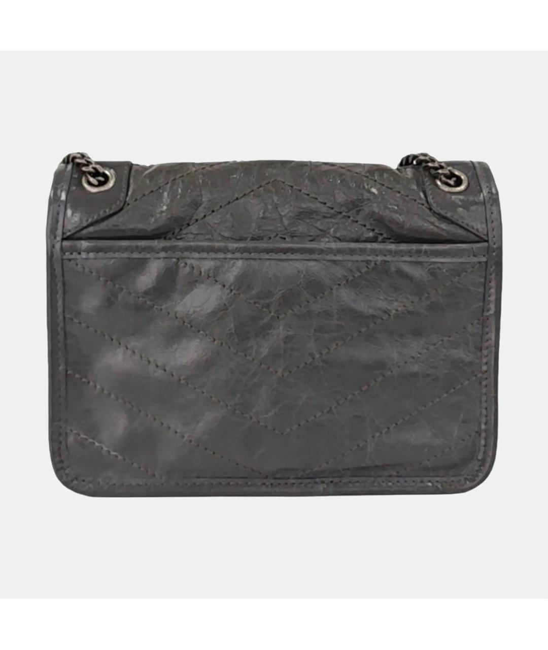 SAINT LAURENT Антрацитовая кожаная сумка через плечо, фото 4