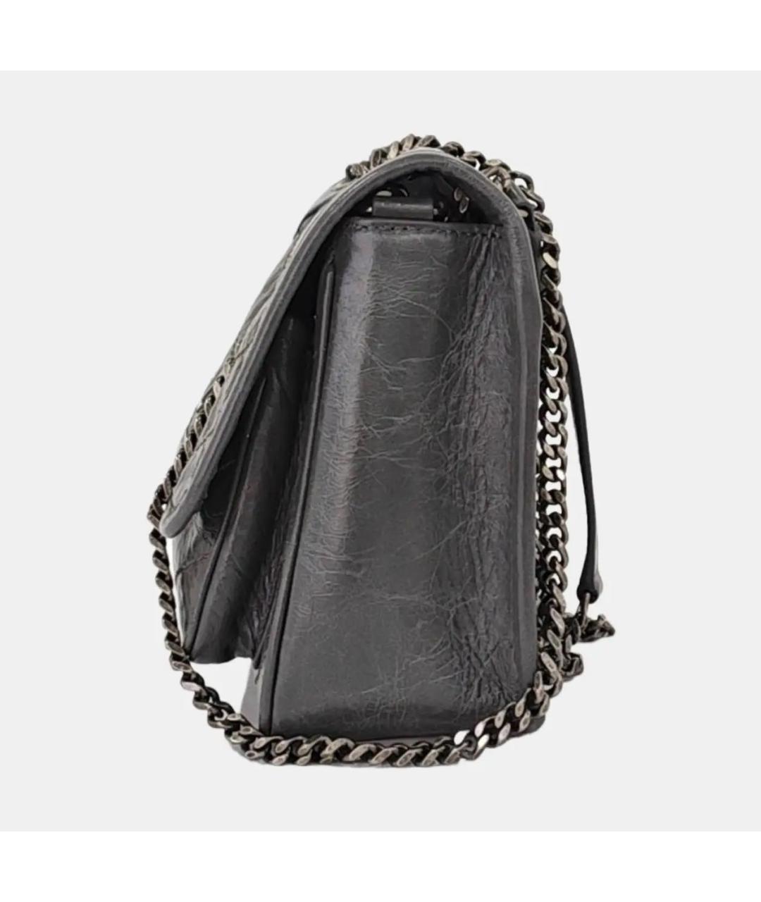 SAINT LAURENT Антрацитовая кожаная сумка через плечо, фото 2