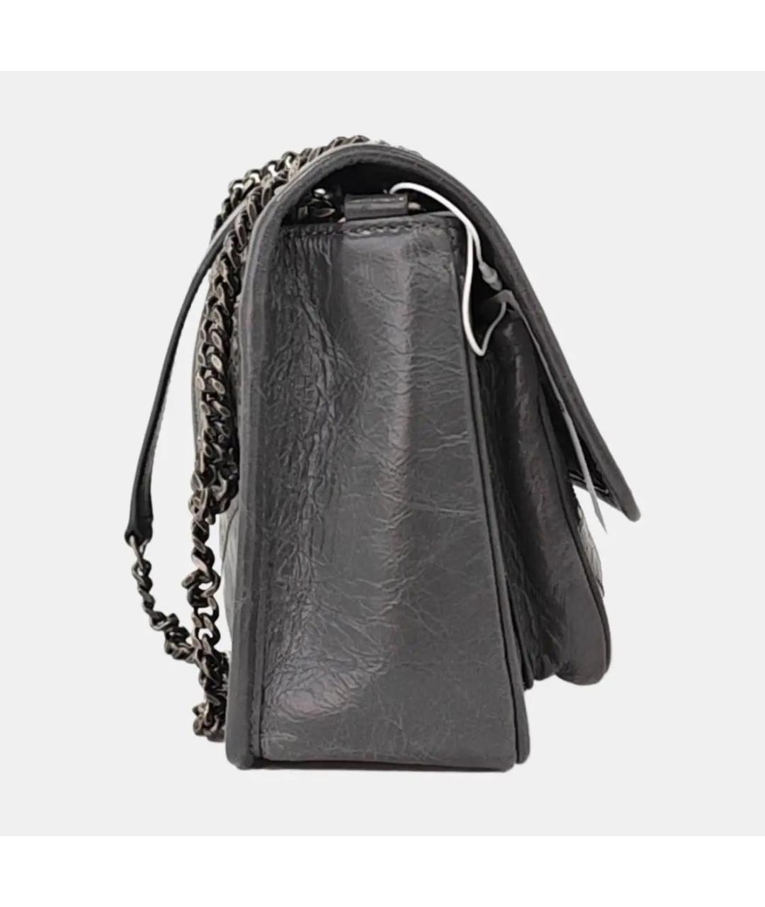 SAINT LAURENT Антрацитовая кожаная сумка через плечо, фото 3